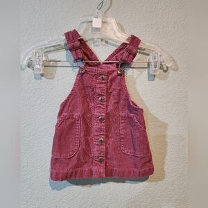 Vtg 1990s Osh Kosh B'Gosh Corduroy Overall Dress Size 12m Mauve Dusty Rose Pink